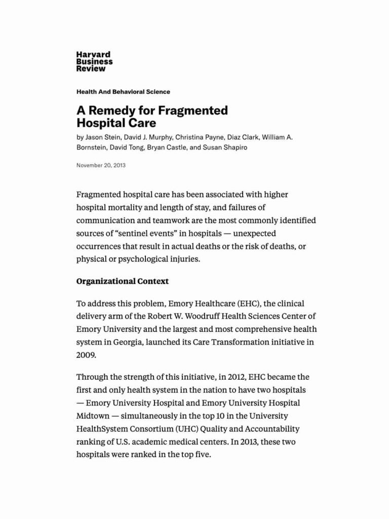 Article image titled "A remedy for fragmented hospital care"